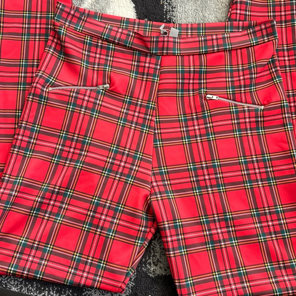 Asos Tartan Plaid Red Leggings Size US 10
